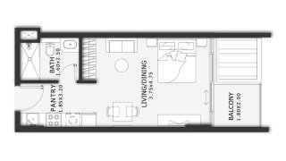 Apartment floor plan, 1 room in Enqlave By Aqasa No. 11026